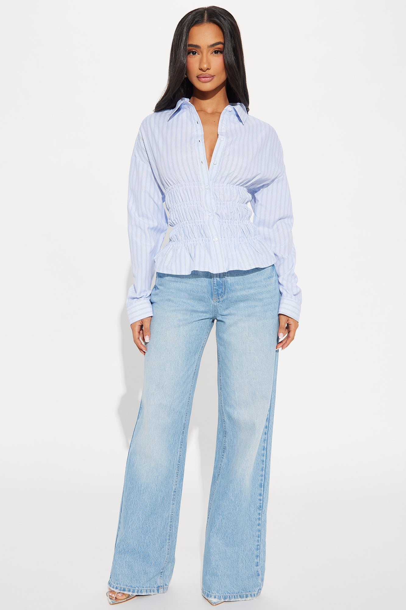 Focused On Me Striped Shirt - White/Blue