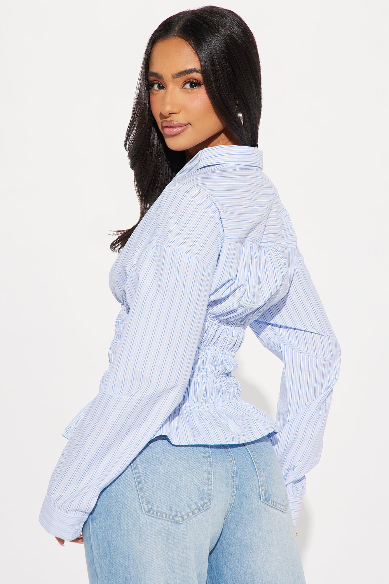 Focused On Me Striped Shirt - White/Blue