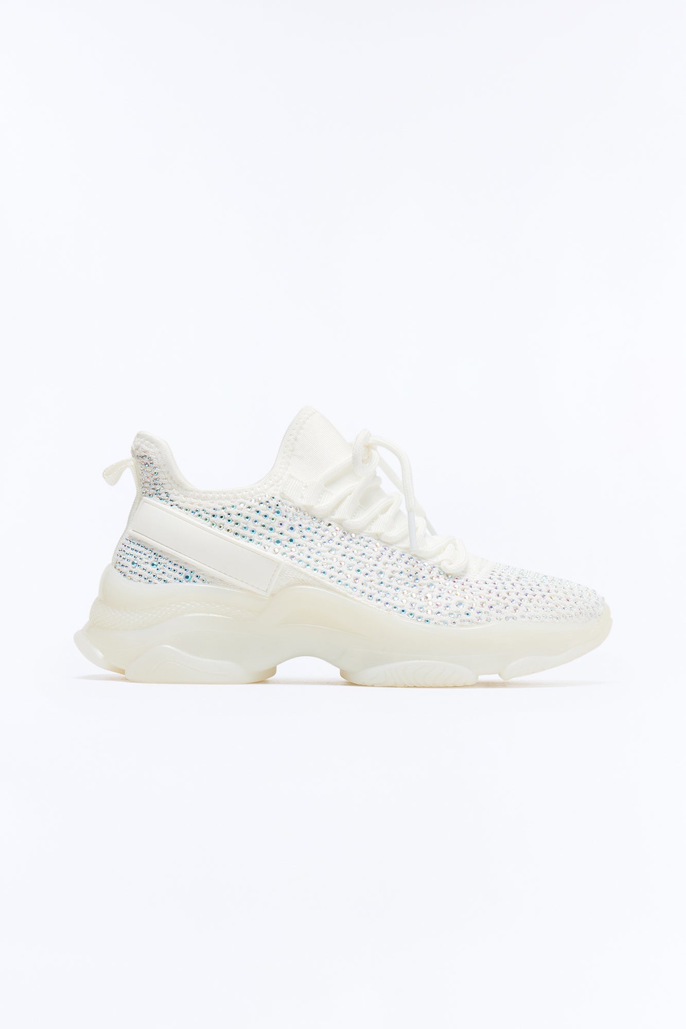 Trophy Rhinestone Platform Sneakers - White