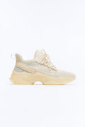 Trophy Rhinestone Platform Sneakers - Beige