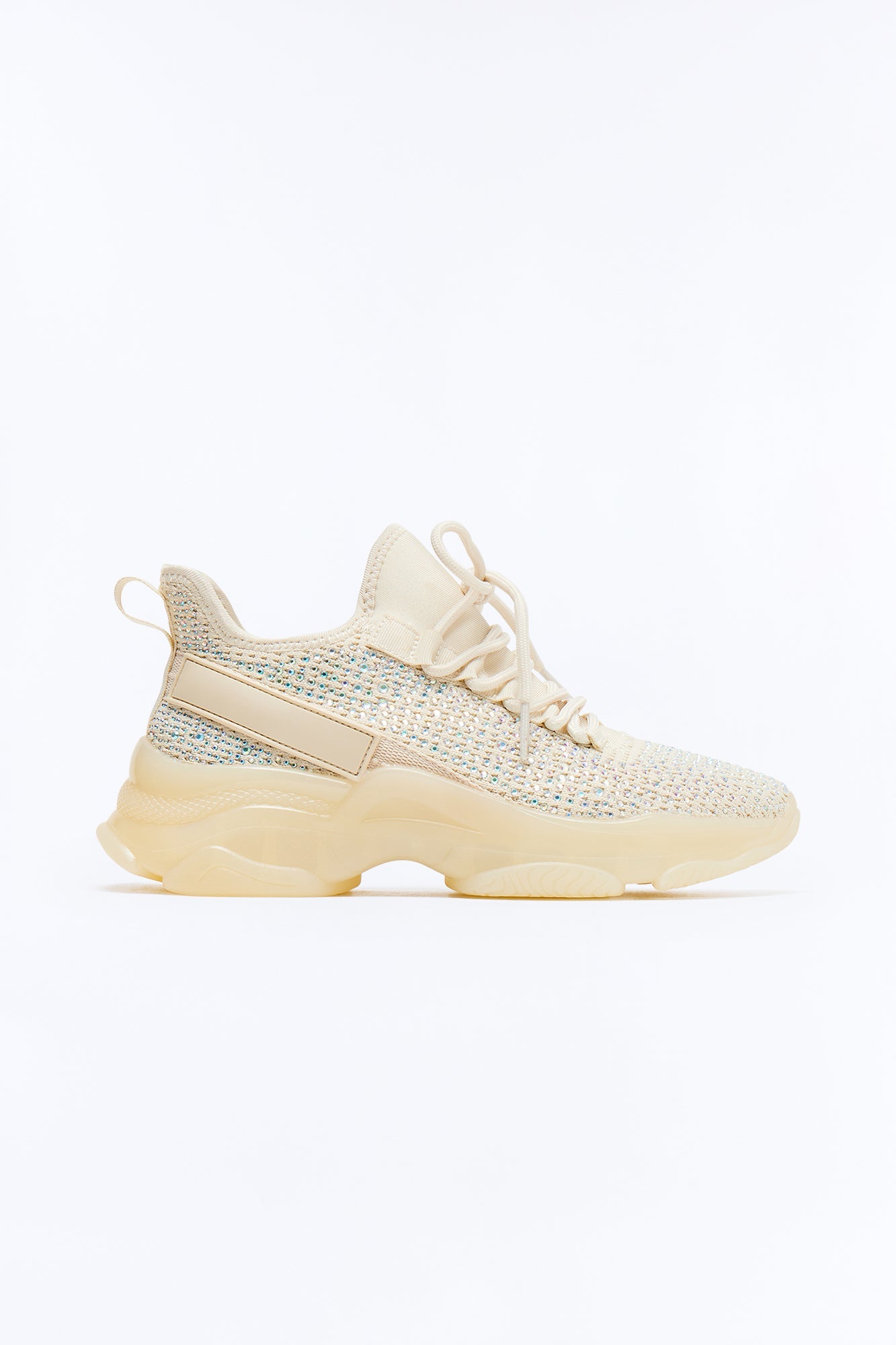 Trophy Rhinestone Platform Sneakers - Beige