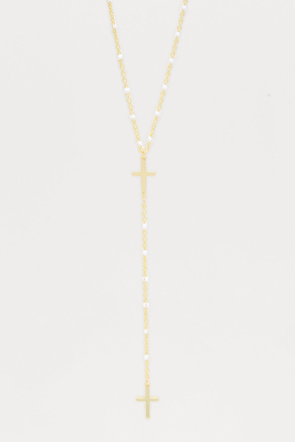 Perfect Sunday Brunch Cross Drop Beaded Necklace - Gold
