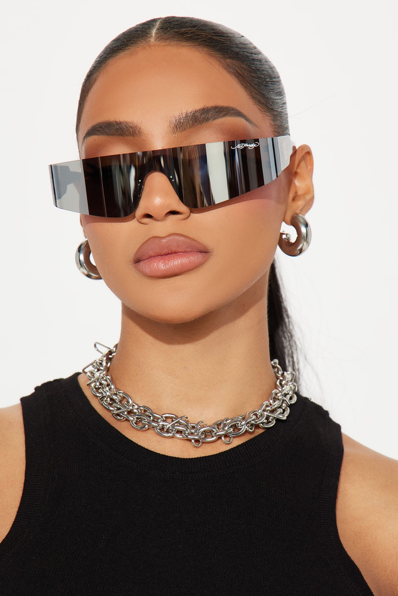 Ed Hardy Rose Shield Sunglasses - Black