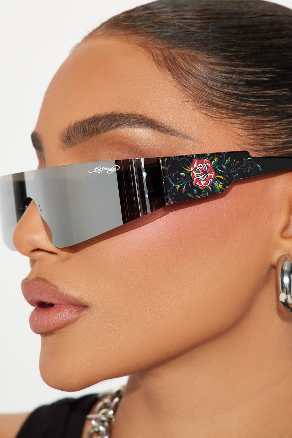 Ed Hardy Rose Shield Sunglasses - Black