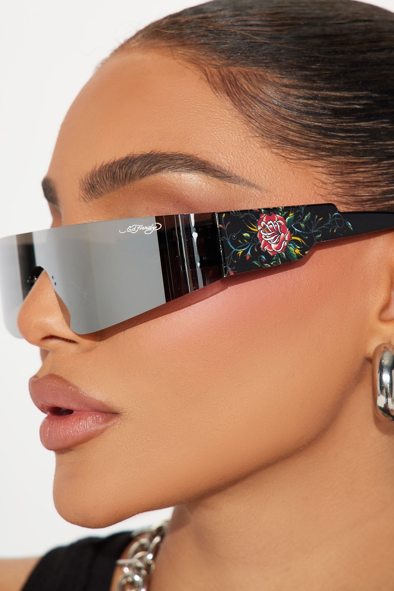 Ed Hardy Rose Shield Sunglasses - Black