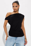 Embrace Her Double Lined Off Shoulder Top - Black