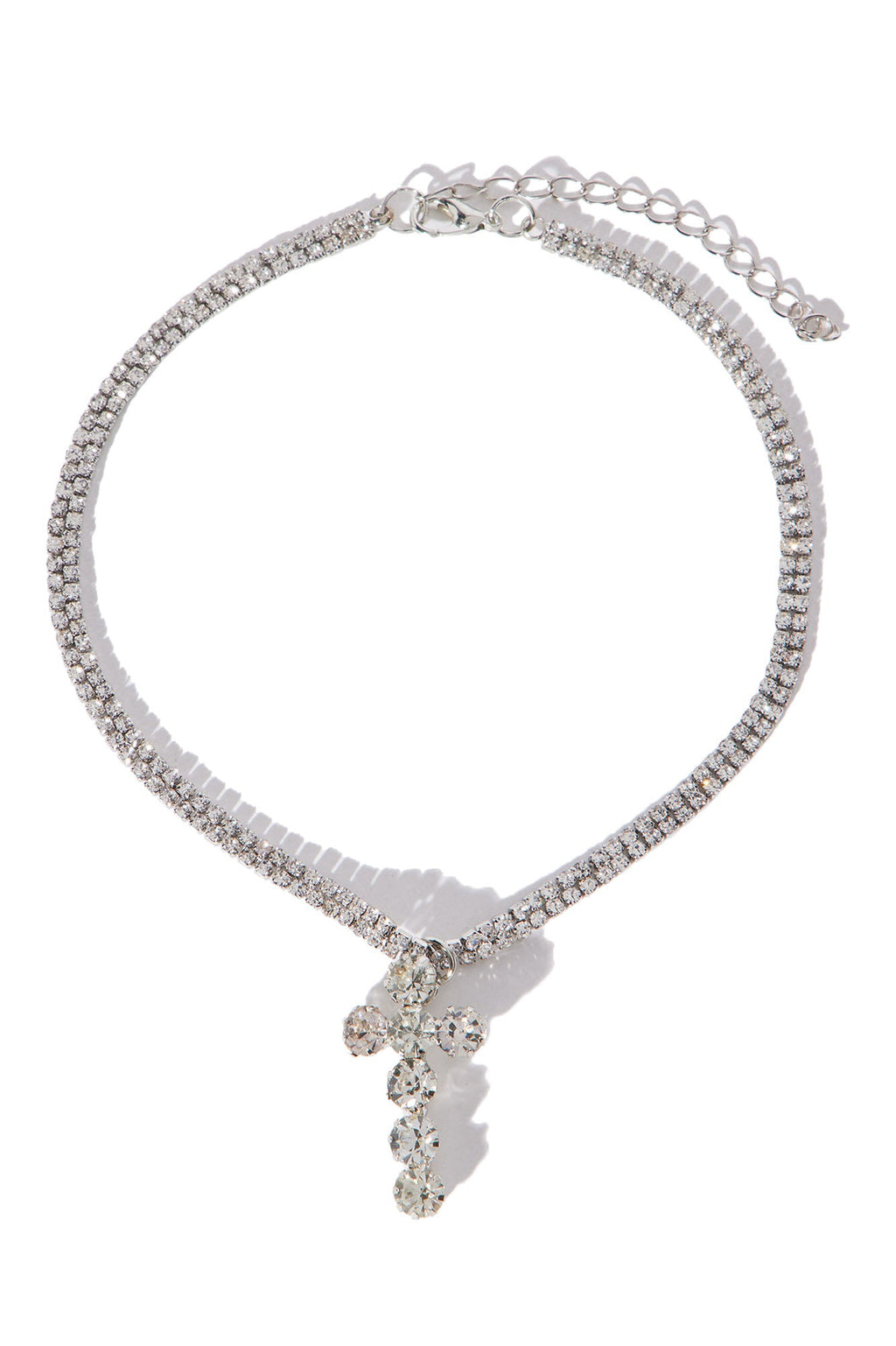 Iced Out Cross Necklace - Silver