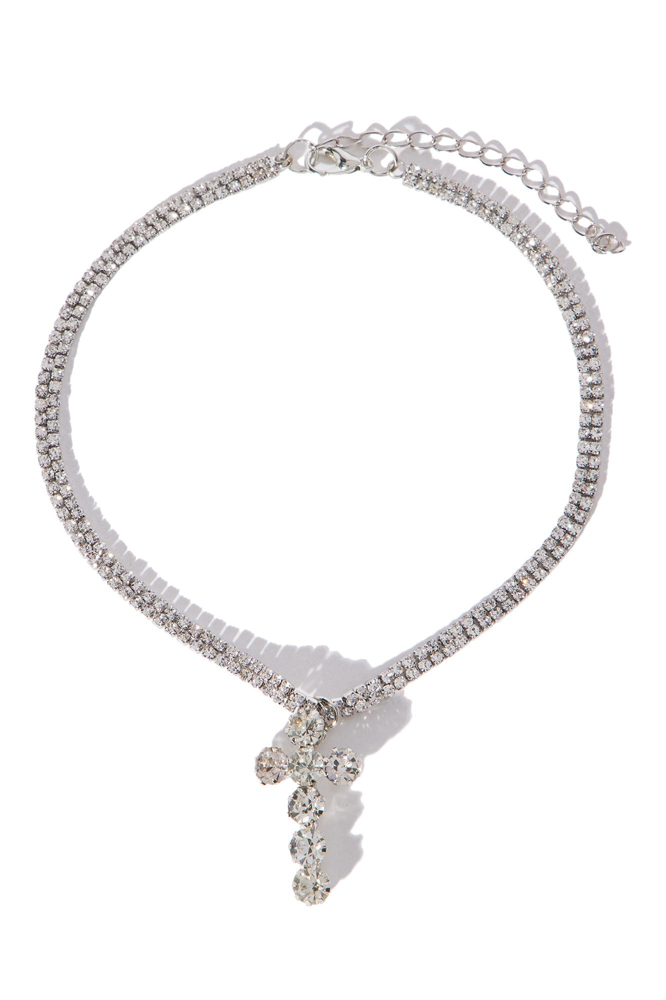 Iced Out Cross Necklace - Silver