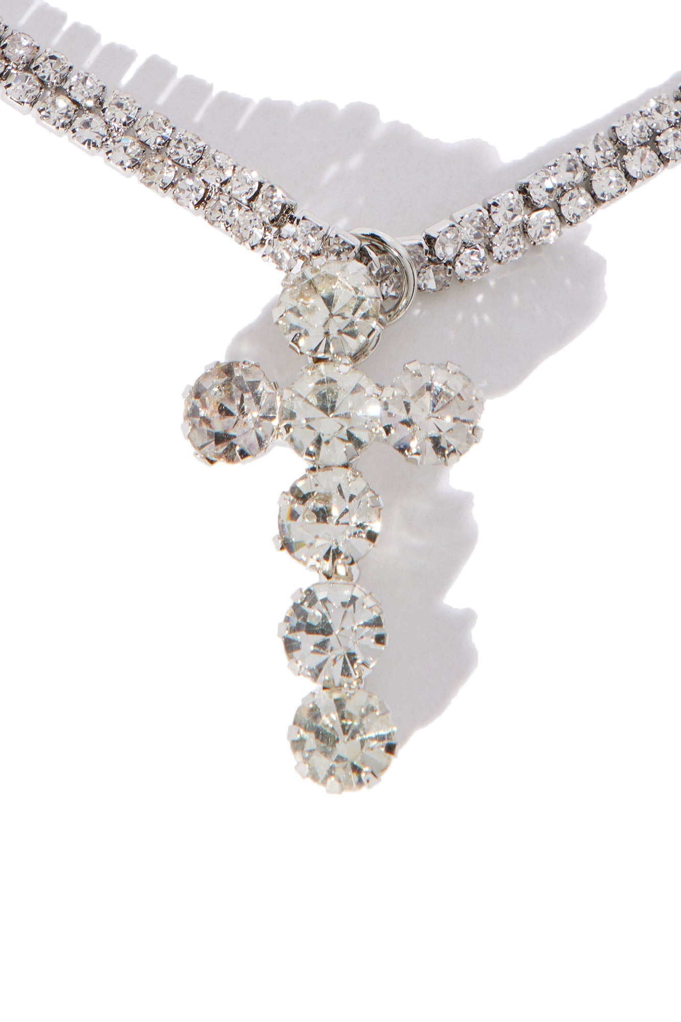 Iced Out Cross Necklace - Silver
