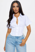 Keep Me Close Smocked Poplin Shirt - White
