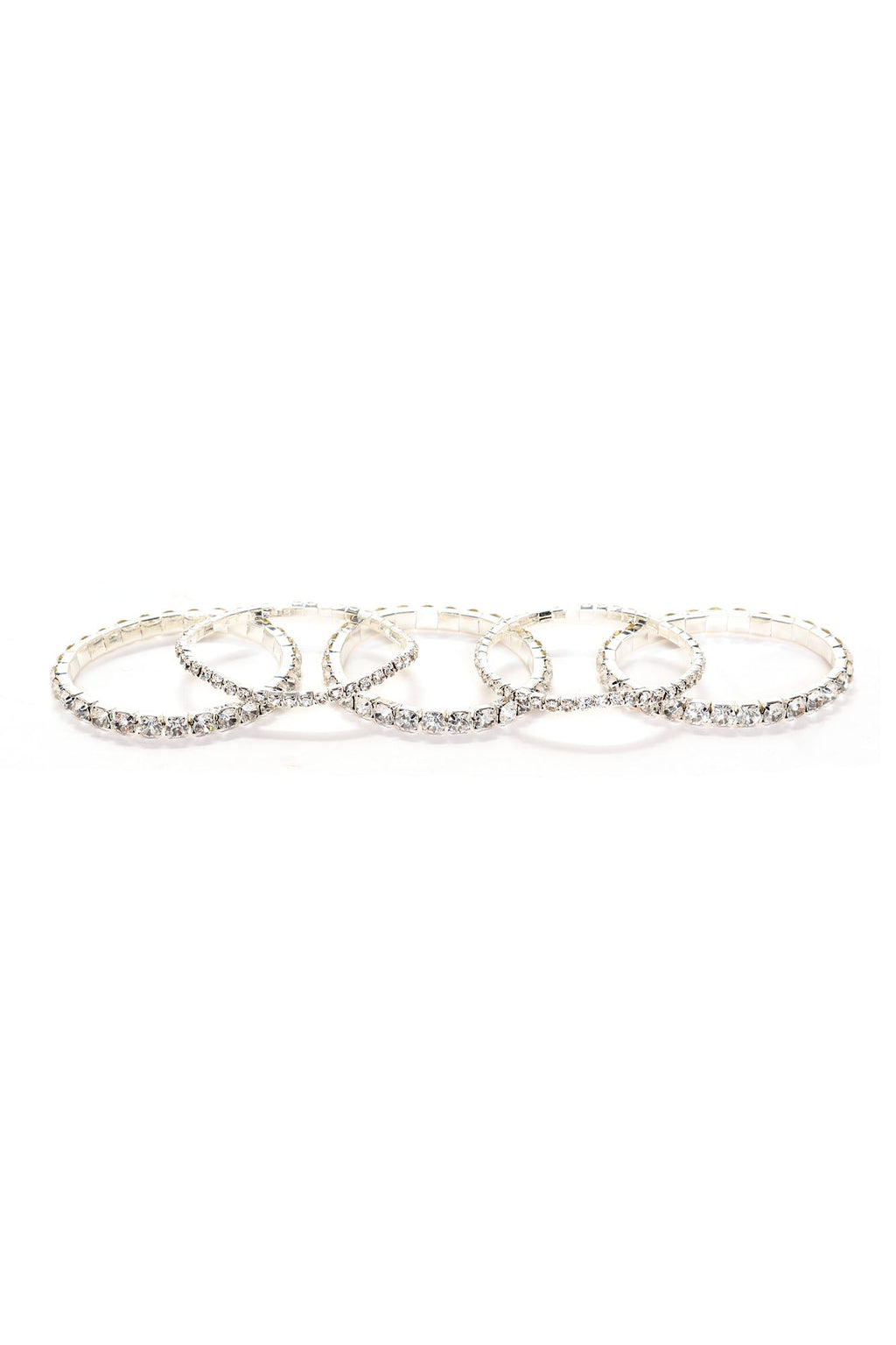 A Little Glam Moment 5 Piece Bracelet Set - Silver