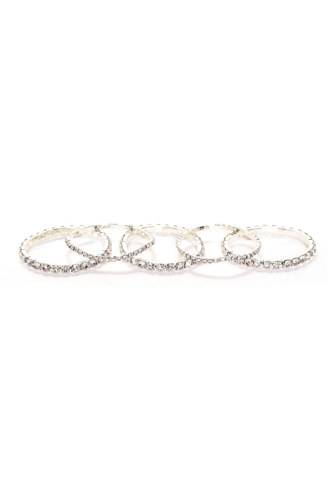 A Little Glam Moment 5 Piece Bracelet Set - Silver