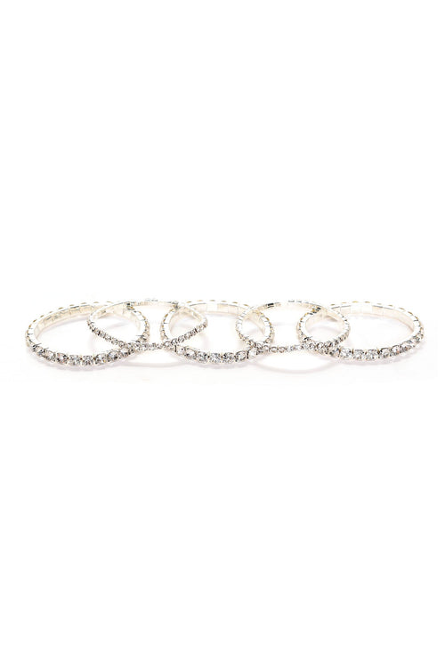 A Little Glam Moment 5 Piece Bracelet Set - Silver