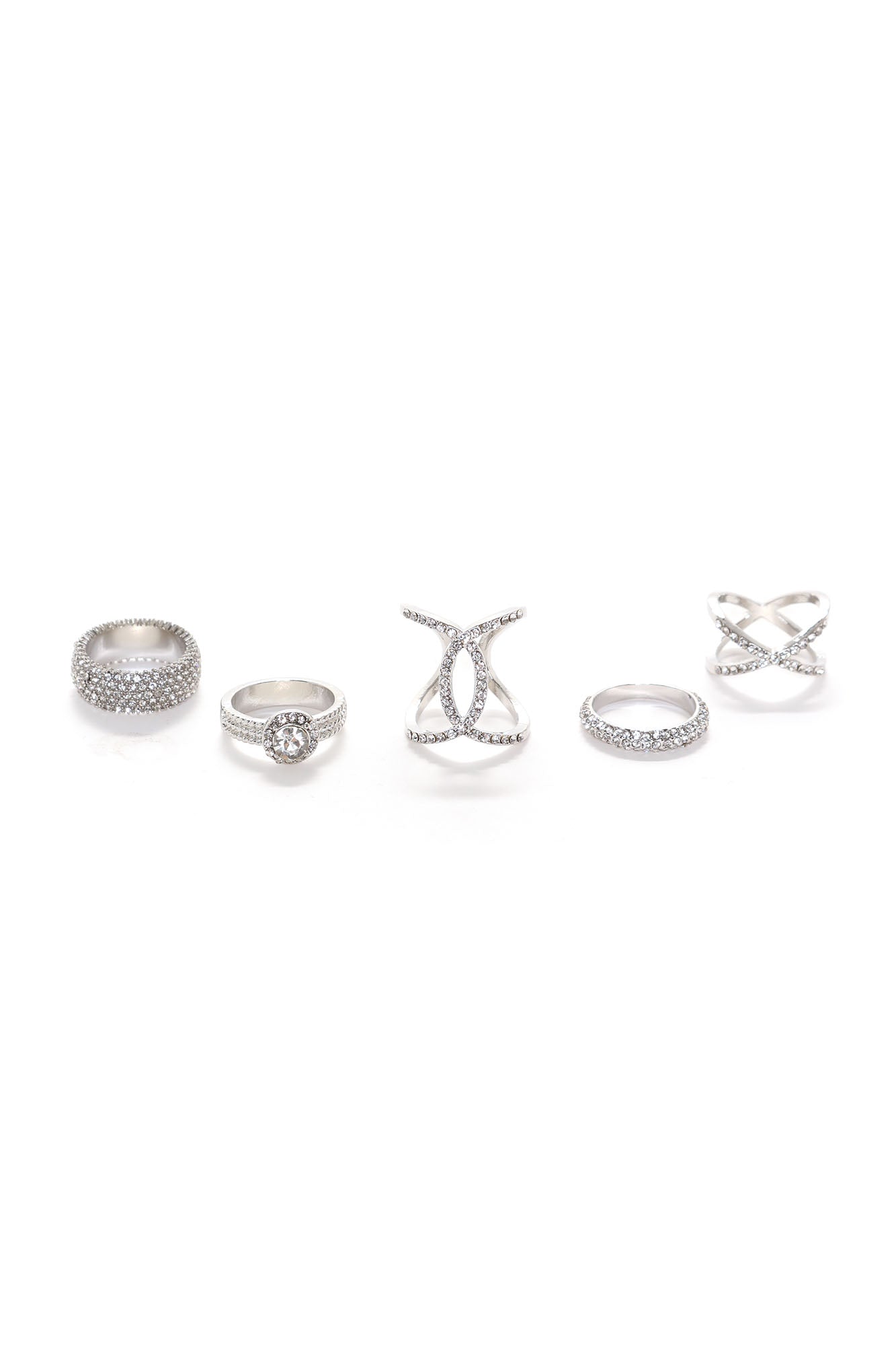 Lux 5 Piece Ring Set - Silver