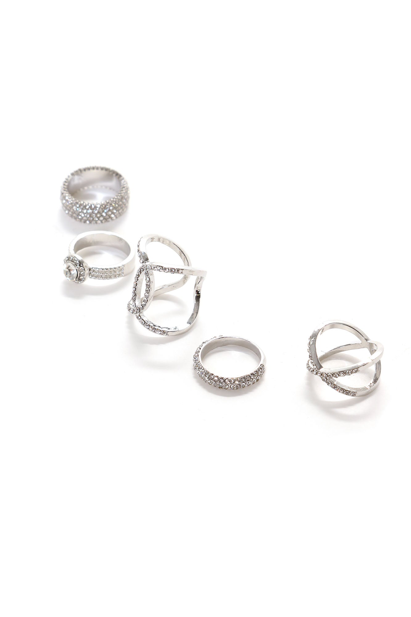 Lux 5 Piece Ring Set - Silver