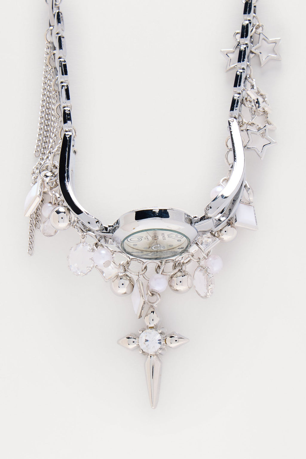 Watch The Neck Charm Choker Necklace - Silver