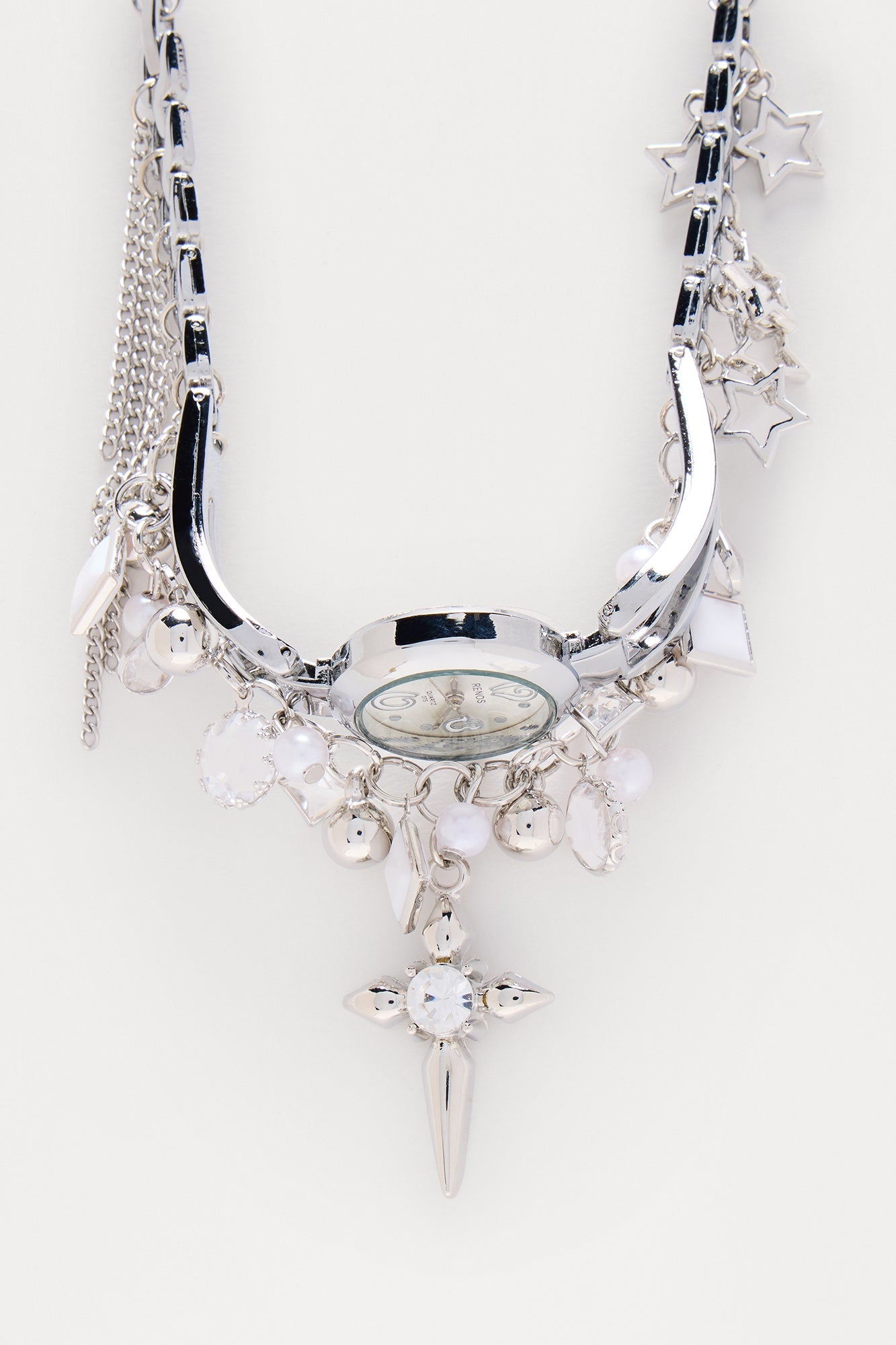 Watch The Neck Charm Choker Necklace - Silver