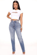 Truly Authentic Slim Stretch Straight Leg Jeans - Light Blue Wash