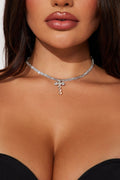 Iced Out Cross Necklace - Silver