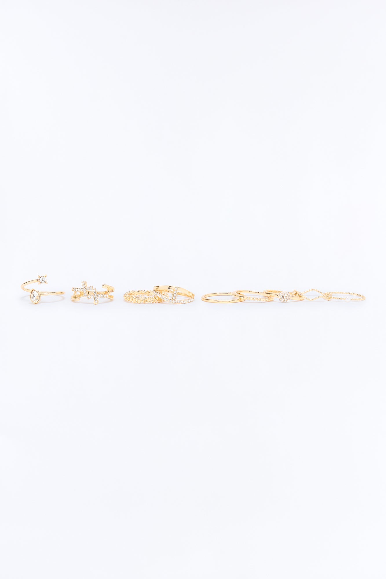 Simply Beautiful 9 Piece Ring Set - Gold