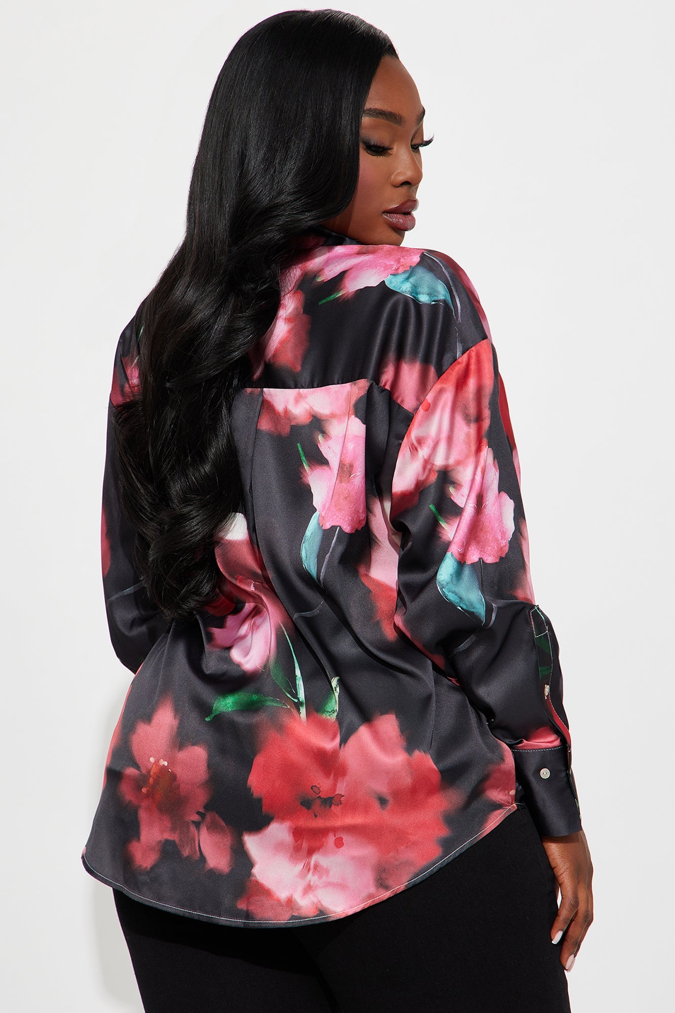 Chasing Florals Satin Shirt - Red/combo