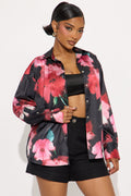 Chasing Florals Satin Shirt - Red/combo