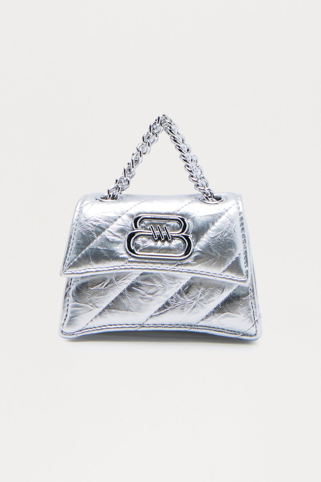 Go Crazy For It Quilted Faux Leather Handbag - Silver