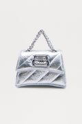 Go Crazy For It Quilted Faux Leather Handbag - Silver