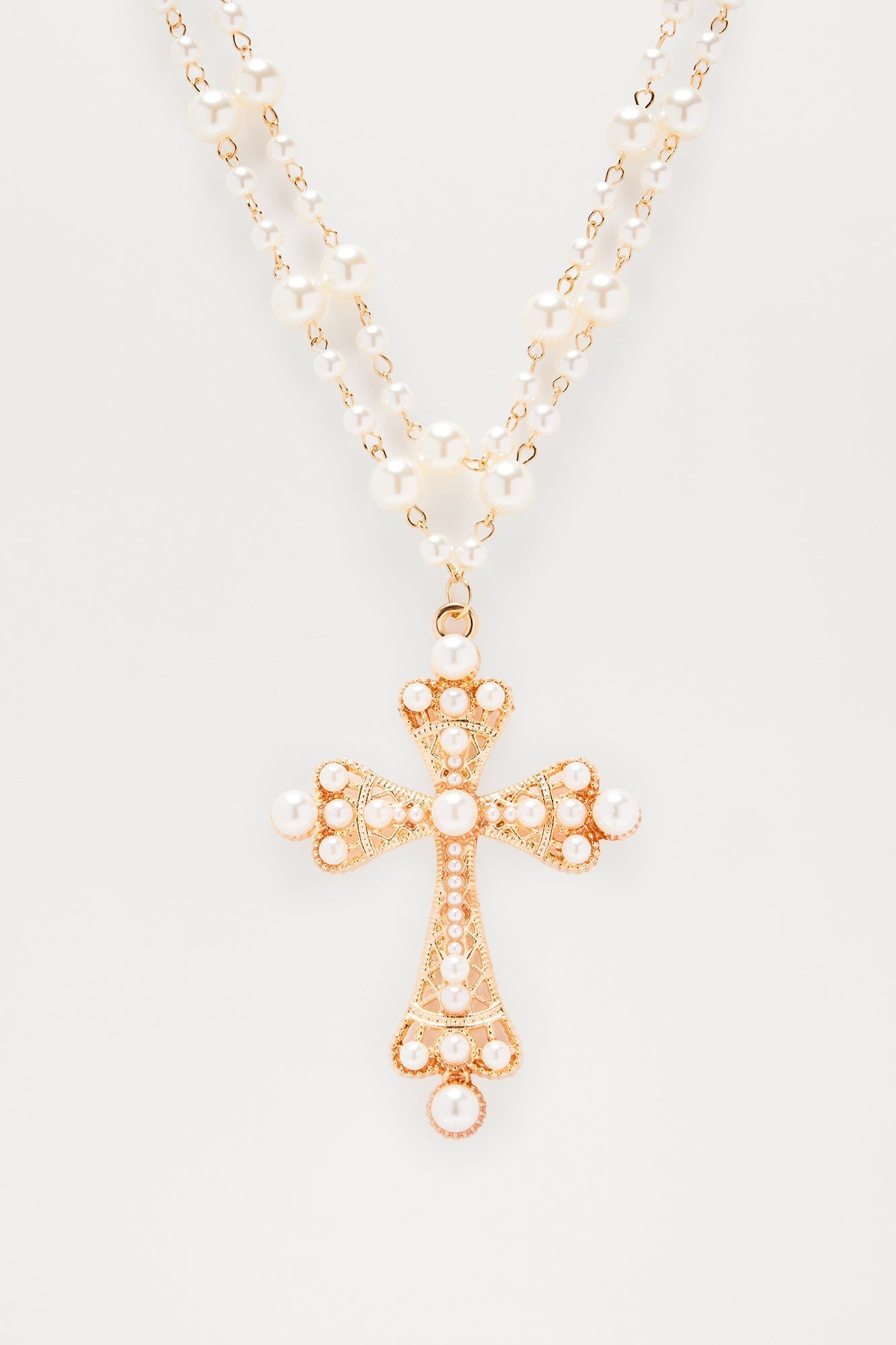 Mother Of All Pearls Necklace - White/Gold