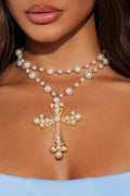 Mother Of All Pearls Necklace - White/Gold
