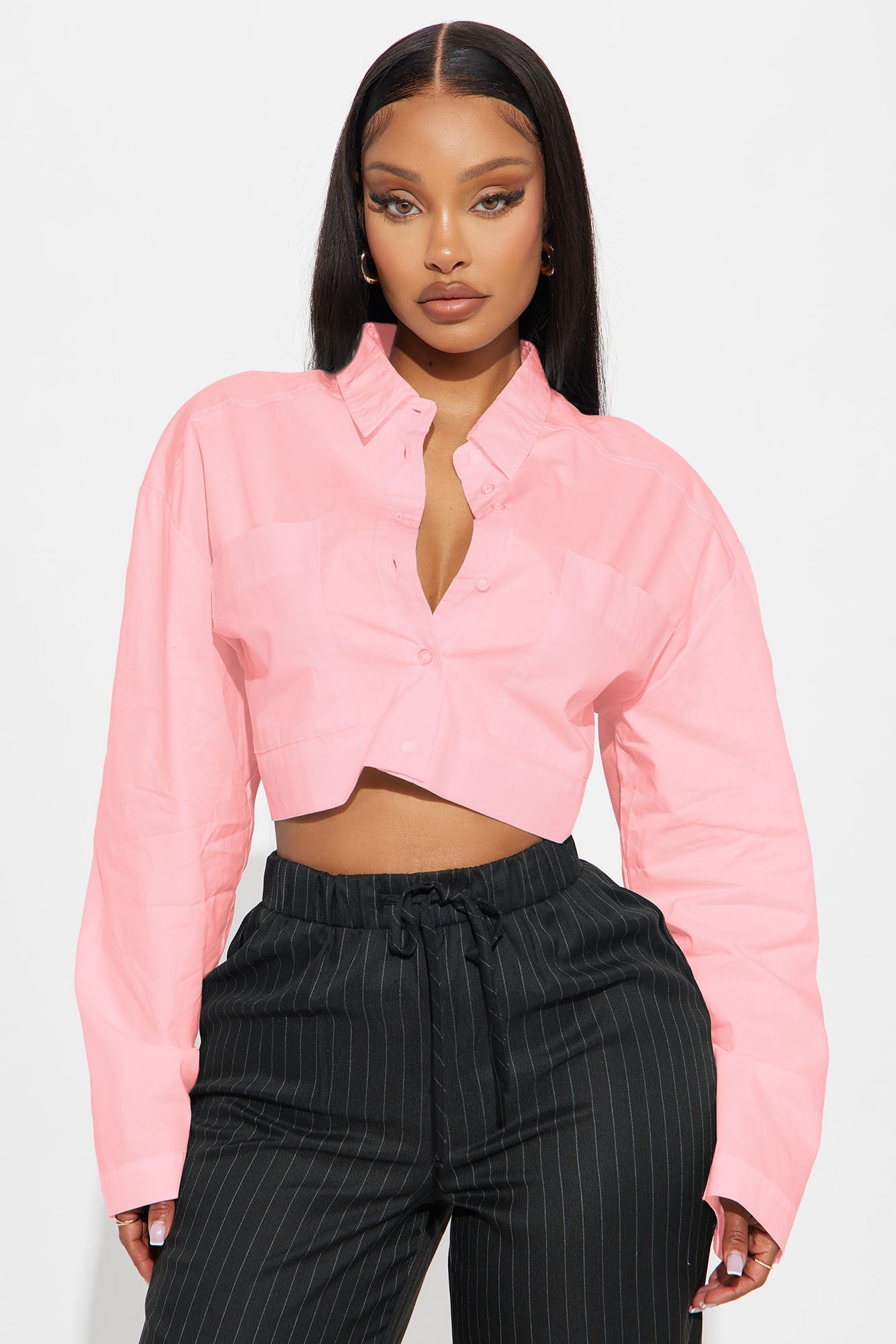 Busy Weekends Long Sleeve Poplin Shirt - Blush