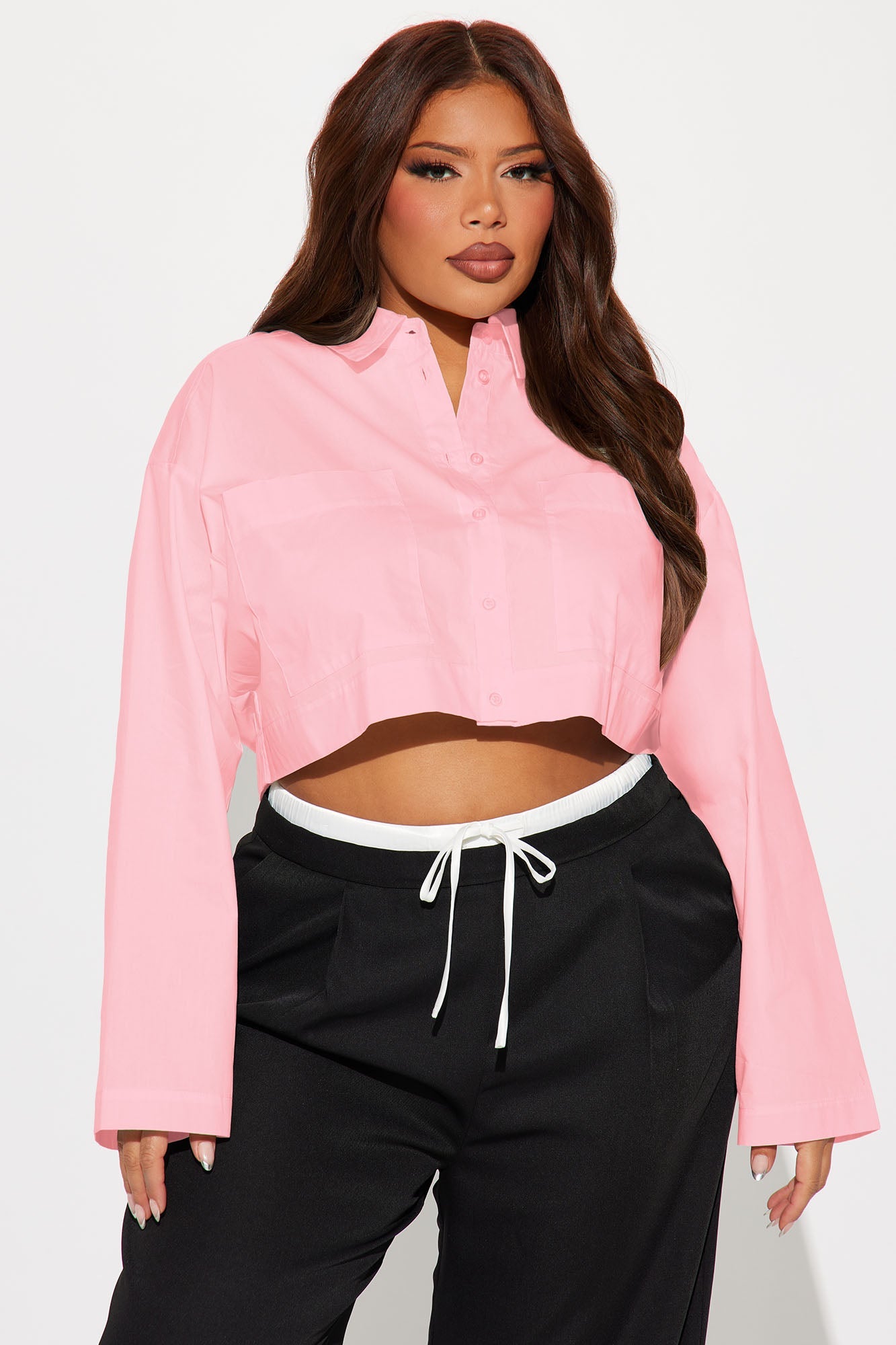 Busy Weekends Long Sleeve Poplin Shirt - Blush
