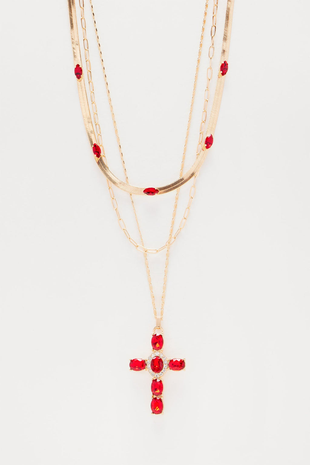 Forever Blessed Royal Layered Necklace - Gold/Red