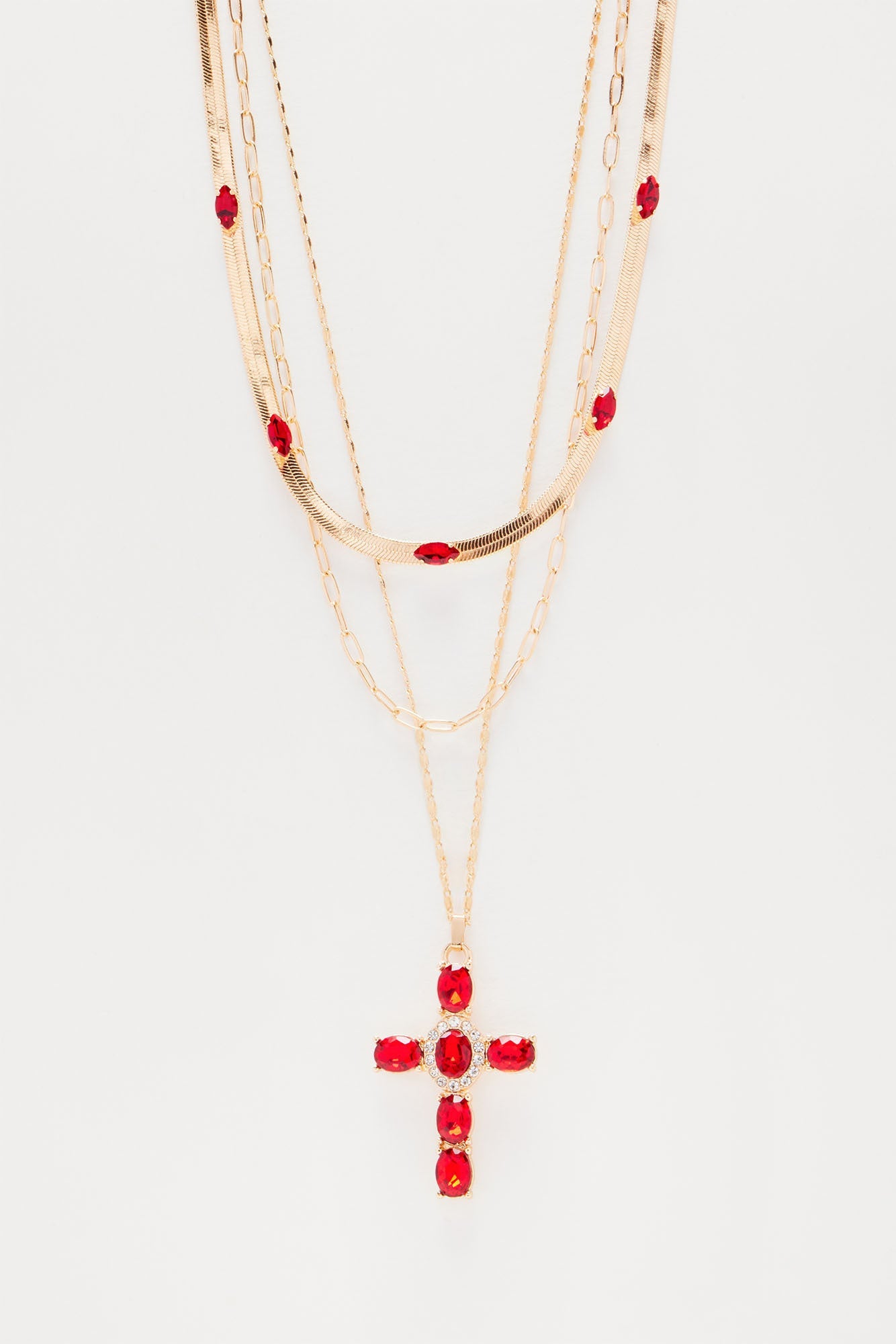 Forever Blessed Royal Layered Necklace - Gold/Red