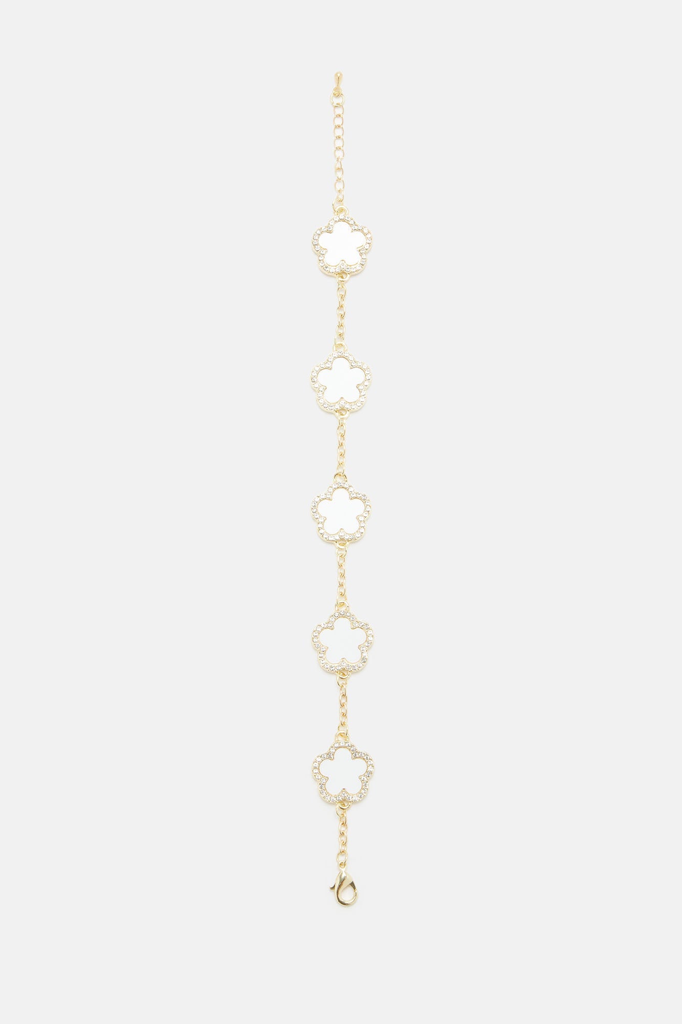 My Clover Chain Bracelet - White/Gold