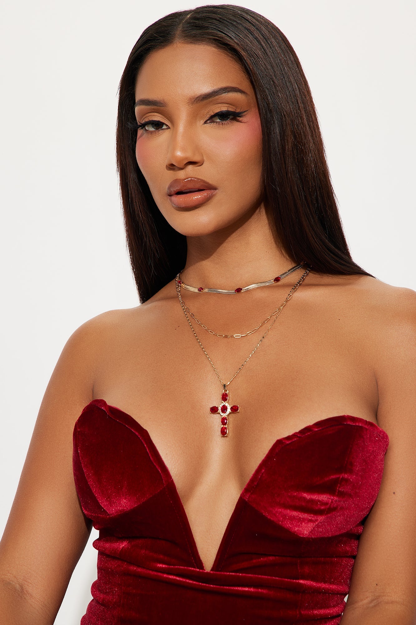 Forever Blessed Royal Layered Necklace - Gold/Red