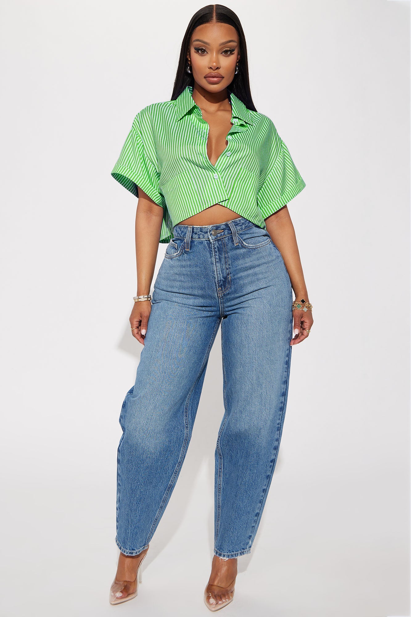 By The Bay Striped Shirt - Green/combo