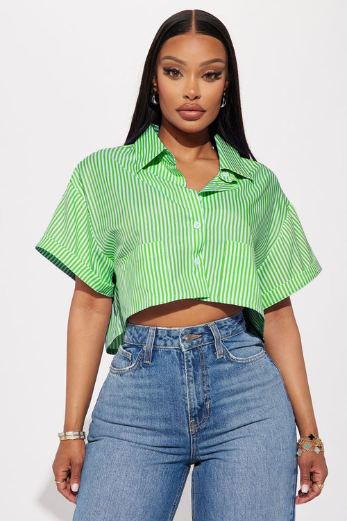 By The Bay Striped Shirt - Green/combo