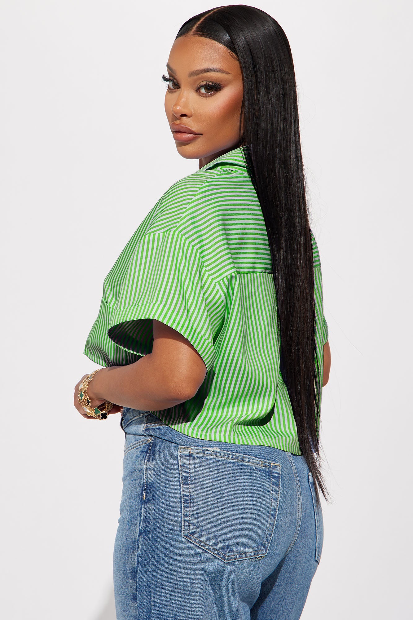 By The Bay Striped Shirt - Green/combo