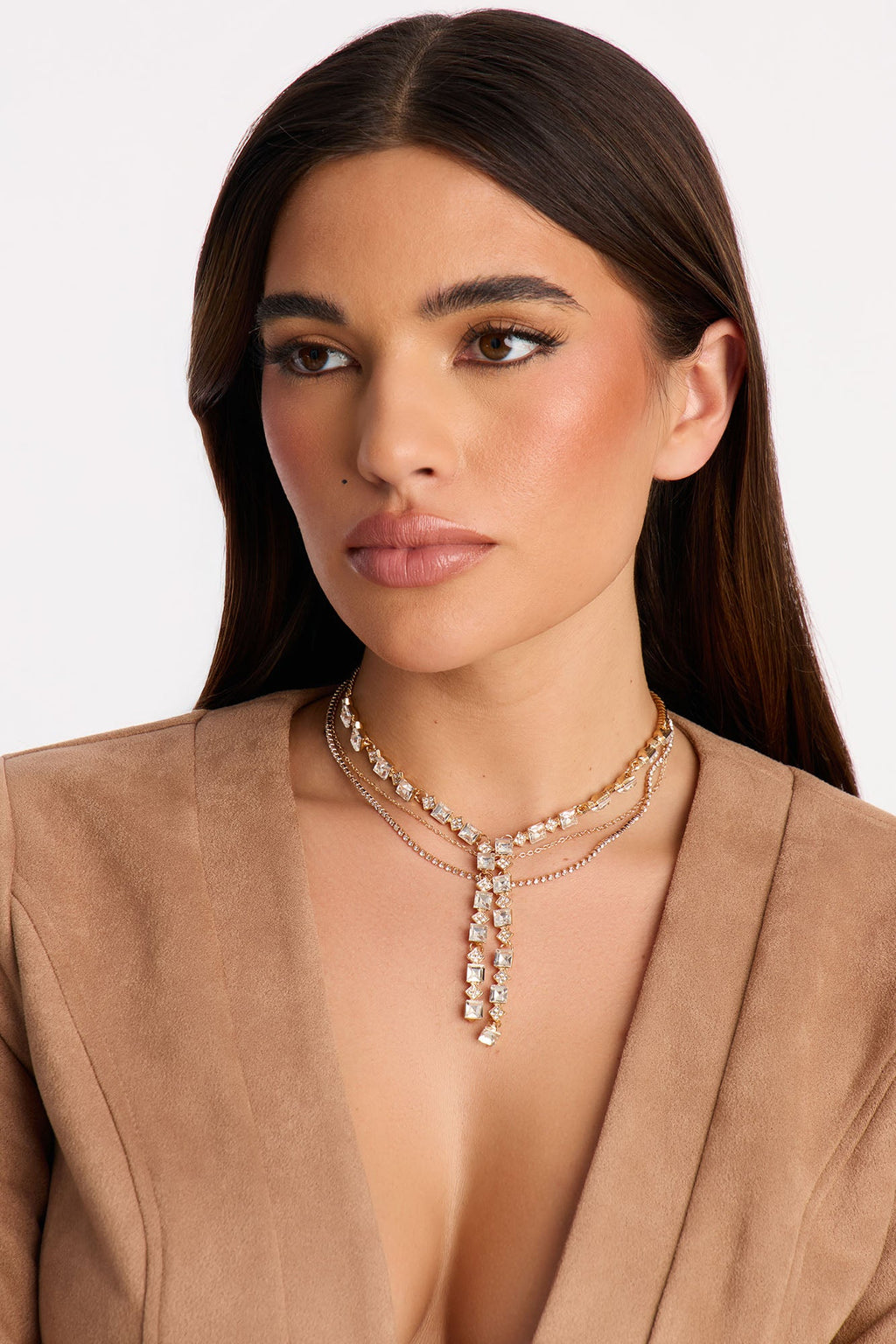 Doll Up Rhinestone Choker Necklace - Gold
