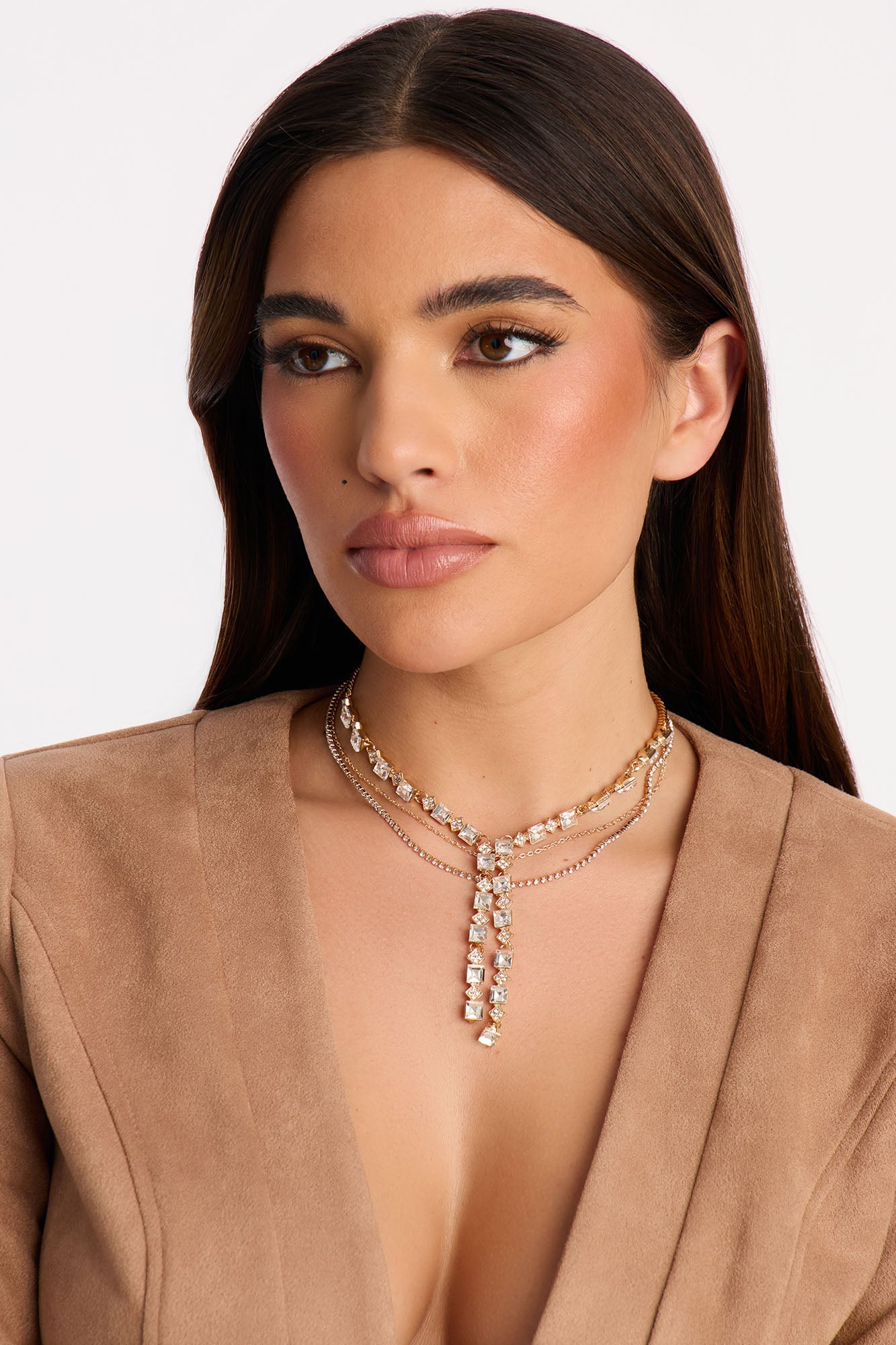 Doll Up Rhinestone Choker Necklace - Gold