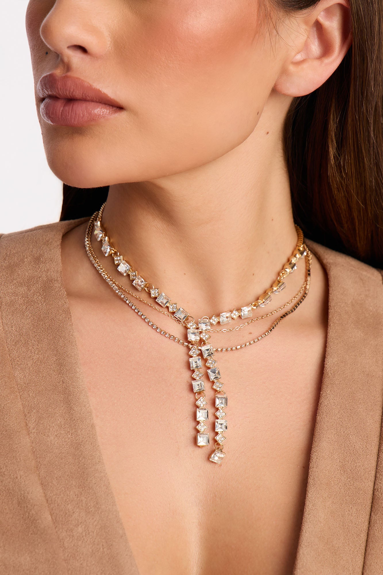 Doll Up Rhinestone Choker Necklace - Gold