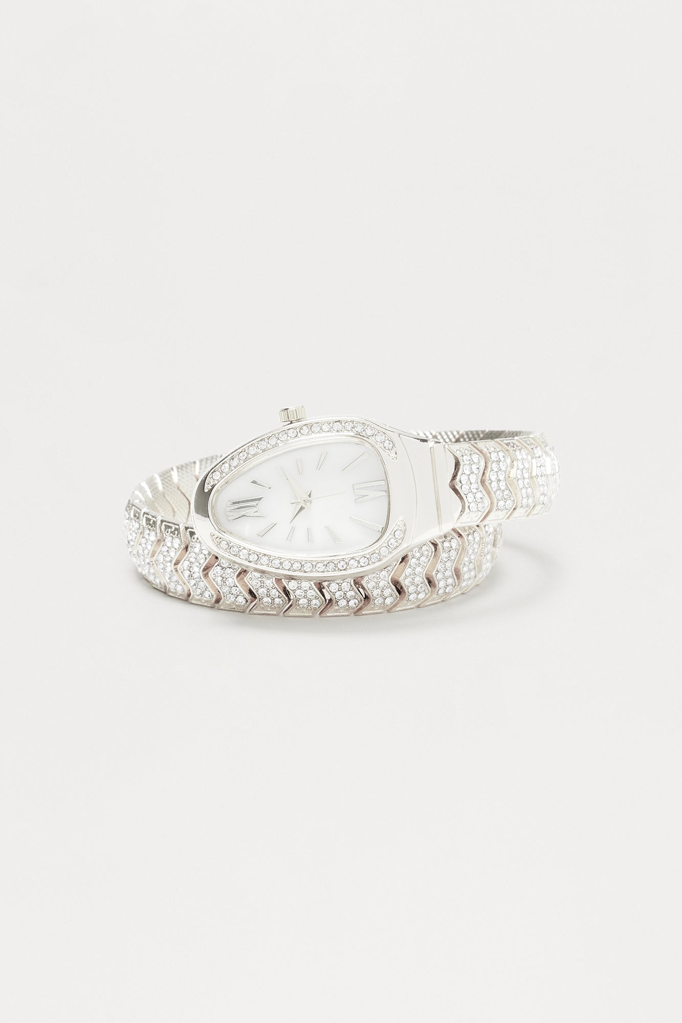 Viper Noir Rhinestone Watch - Silver