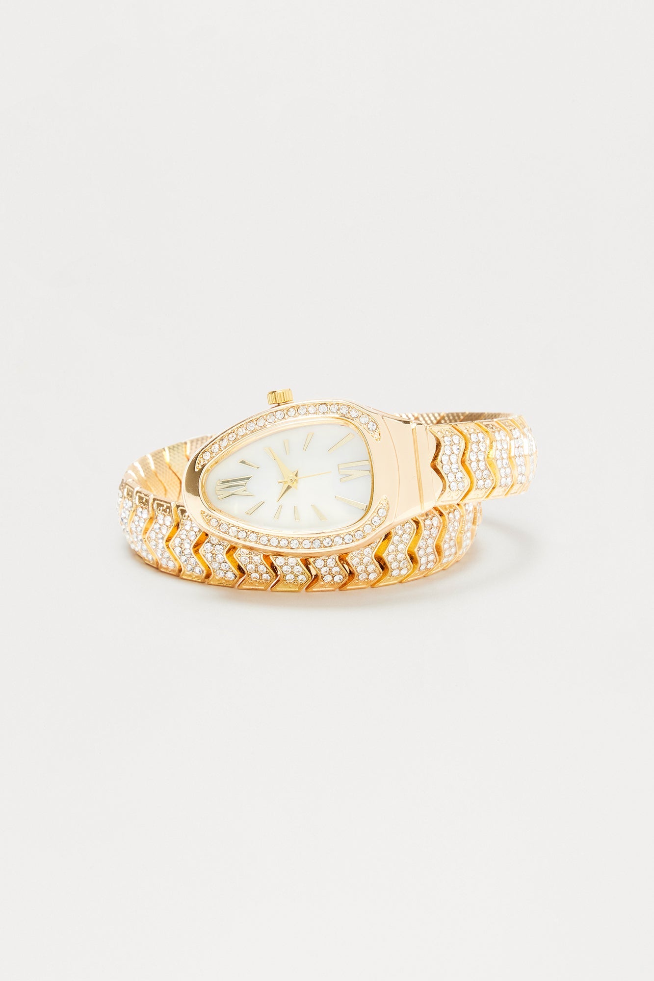 Viper Noir Rhinestone Watch - Gold