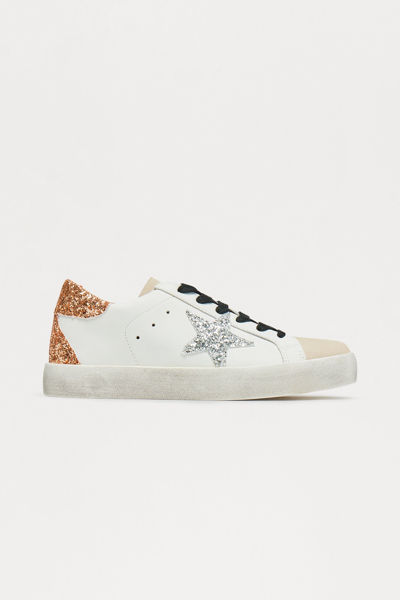Trev Glitter Star Lace Up Sneakers - Silver