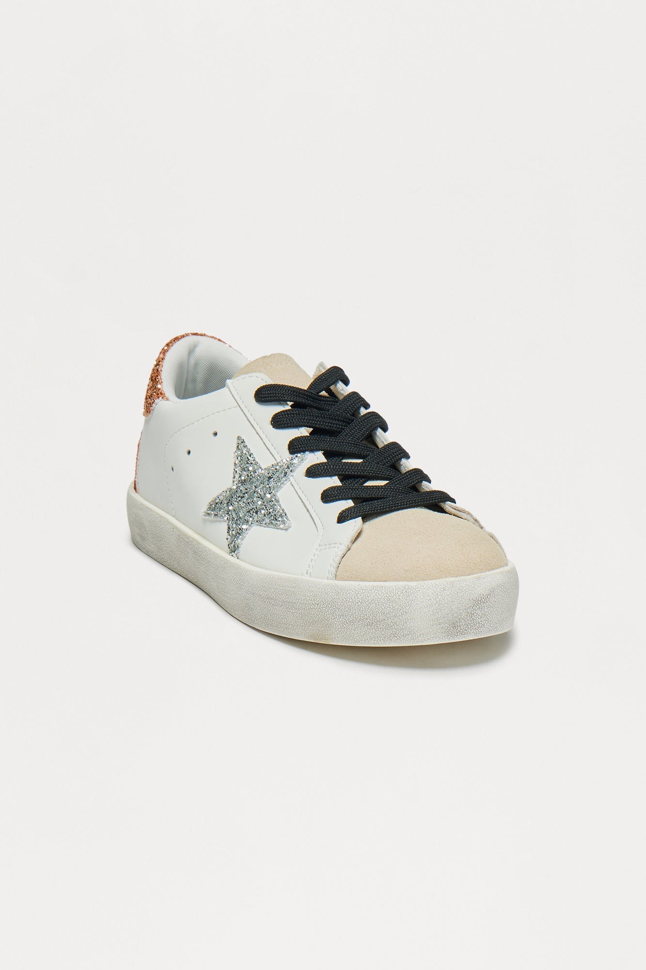 Trev Glitter Star Lace Up Sneakers - Silver