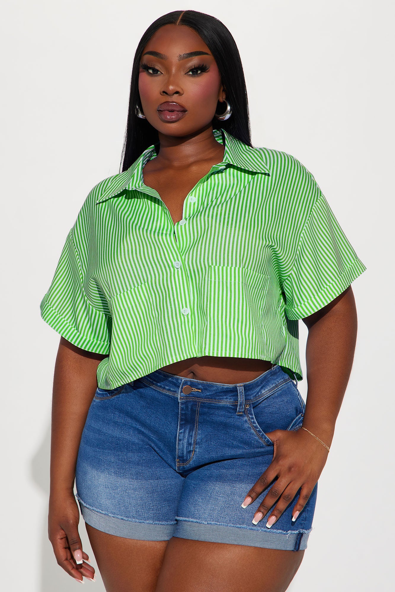 By The Bay Striped Shirt - Green/combo
