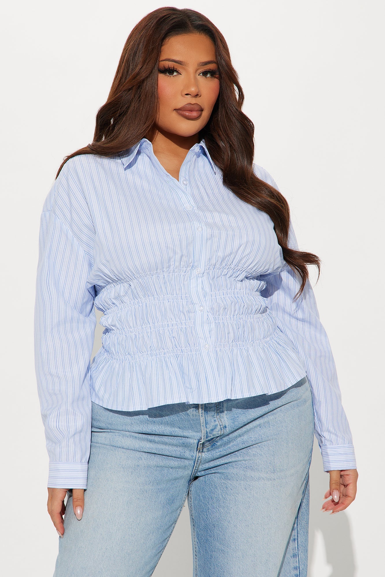 Focused On Me Striped Shirt - White/Blue